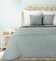 Narzuta dekoracyjna LEN 220x240 miętowa pikowana w geometryczny wzór