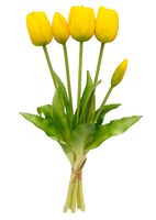TULIPAN sztuczny TULIPANY SILIKONOWE BUKIET 5 sztuk ŻÓŁTY