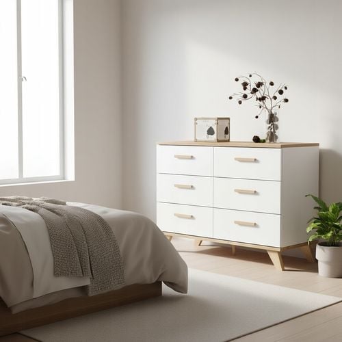 Komoda Szafka RTV 100cm Biały MAT DĄB Wotan Szuflady 2 Drzwi Salon na Arena.pl