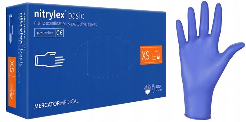 rękawice nitrylowe 100 szt. nitrylex basic dark blue 6-xs zdjęcie 9