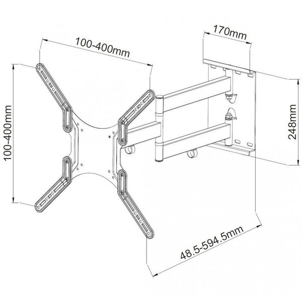 Uchwyt ścienny Techly 23"-55", 45kg obrotowy zdjęcie 3