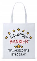 Torba Biała Eco Shopper Dla Bankiera Prezent Z Nadrukiem Ze Zdjęciem