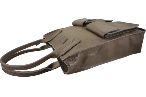 Torba shopper bag do pracy - Beżowa ciemna na Arena.pl