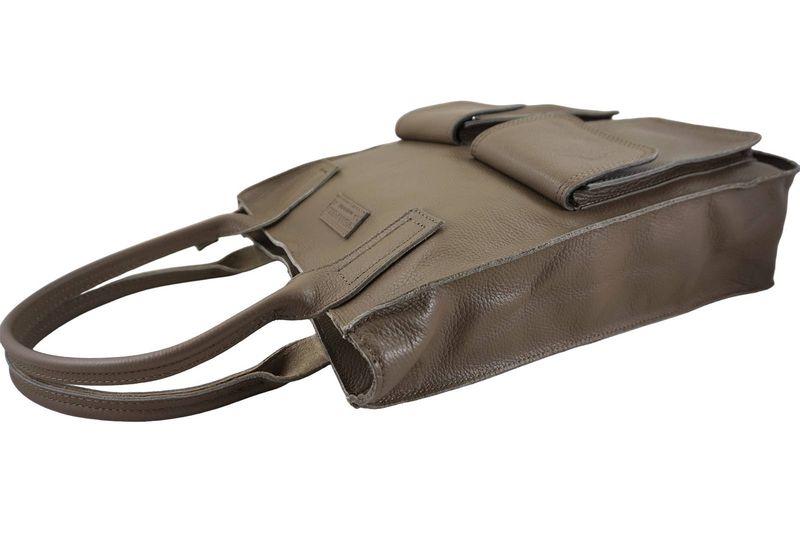 Torba shopper bag do pracy - Beżowa ciemna zdjęcie 4