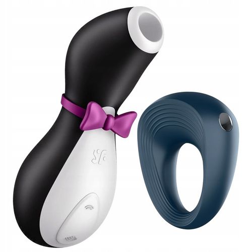 Masażer pingwinek Satisfyer Penguin + pierścień Power Ring zestaw dla par na Arena.pl
