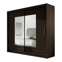 Szafa przesuwna Bega VII z lustrem 180cm - pojemna garderoba - CHOCO