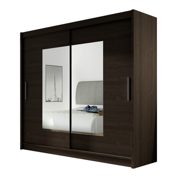 Szafa przesuwna Bega VII z lustrem 180cm - pojemna garderoba - CHOCO zdjęcie 1