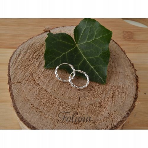 Małe modne kolczyki srebrne skręcane koła kręcone twisted 1,5 cm na Arena.pl