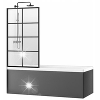 PARAWAN NAWANNOWY CZARNY 70x140 cm REA LAGOS-1 FIX BLACK STAŁY UNIWERSALNY