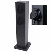 Słupek Ogrodowy Zewnętrzny Stojący 230V 40cm 2x Gniazdo Sieciowe CZARNY