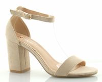 Sandały zamszowe na słupku 8,5 cm. z zakrytą piętą beżowe Rozmiar obuwia - 40