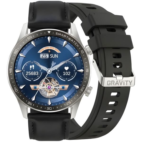 smartwatch gravity srebrny 2 paski gt10-7 zdjęcie 1