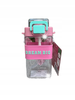 SMUKEE Butelka na wodę z paskiem różowa DREAM BIG 500 ml