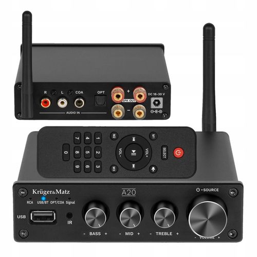 WZMACNIACZ Bluetooth A2DP stereo USB COAXIAL optyczne RCA 2x 100W antena na Arena.pl