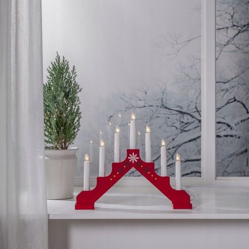 Świecznik adwentowy drewniany czerwony ADAM na Arena.pl