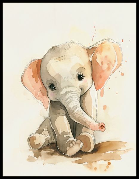 Plakat 50x65cm Siwy Słonik zdjęcie 2