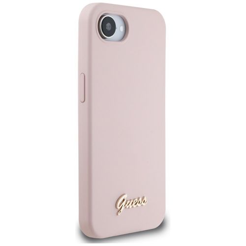 Etui Guess Silicone Script Metal Logo MagSafe do iPhone 16e różowy na Arena.pl
