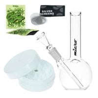 zestaw mini bongo happiness  fajka wodna 16 cm + młynek + sitka + woreczki