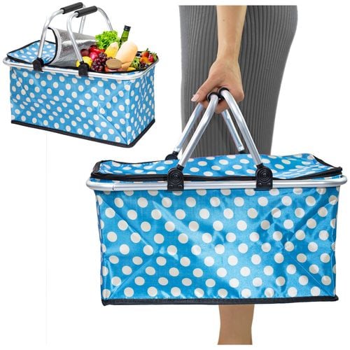 Kosz Na Plaże Piknik Biwak Termiczny Duży 30 Litrów Błękitny W Kropki na Arena.pl