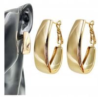 Kolczyki Złote Gładkie Duże Podkówki Stal Chirurgiczna Szlachetna