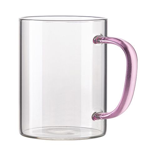 Szklanka 450 ml z różowym uszkiem do sublimacji na Arena.pl