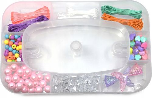 ZESTAW DO TWORZENIA BIŻUTERII BRANSOLETEK KORALIKI KUFEREK Z LUSTERKIEM na Arena.pl