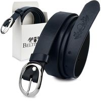 Beltimore Skórzany Antyalergiczny Damski Pasek Do Spodni 3 Cm Granatowy U45