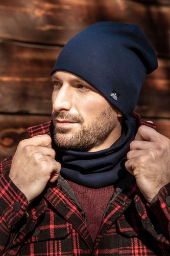 Czapka zimowa męska na polarze Granatowa na Arena.pl