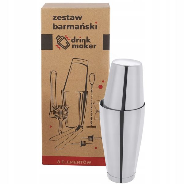 Zestaw barmański do drinków 8 el. Shaker Tin-Tin Strainer Muddler Jigger zdjęcie 2