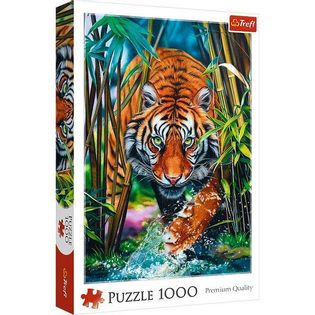 Puzzle 1000 Elementów Drapieżny Tygrys Zwierzę Zwierzęta Dżungla Natura Trefl