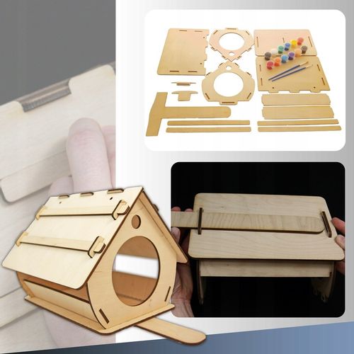 Drewniany KARMNIK Dla Ptaków do Złożenia i Malowania+farby DIY na Arena.pl