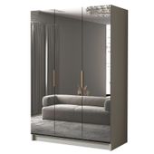 Szafa CALPE III 150 cm z lustrem-pojemna garderoba-KASZMIR+ZŁOTY