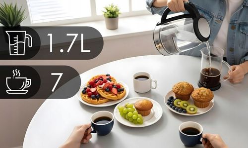 CZAJNIK ELEKTRYCZNY SZKLANY 1,7L MOCNY Z PODŚWIETLENIEM LED 1800W ZE na Arena.pl