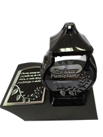 Znicz szklany duża księga czarna z srebrną aplikacją