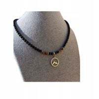 Naszyjnik męski góry czarne koraliki korale z kamienia naturalnego