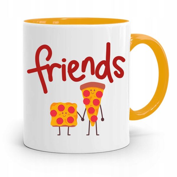 Kubek Żółty Dla Przyjaciela Pizza Friends Prezent Z Nadrukiem Ze Zdjęciem zdjęcie 1