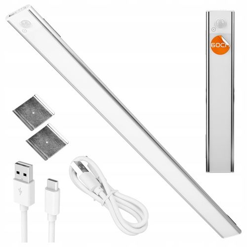 Lampa Podszafkowa Kuchenna LED Listwa Do Szafy Czujnik Baterie Magnes 60cm na Arena.pl