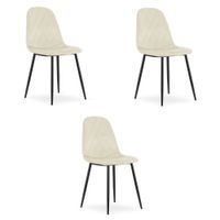 Krzesło tapicerowane ASTI aksamit beżowy 3 szt. do jadalni kuchni