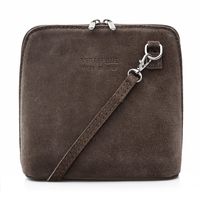 VERA PELLE torebka damska zamszowa listonoszka z paskiem V452 c.brązowa