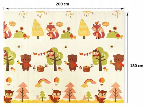 Mata Edukacyjna Piankowa Dwustronna Składana Mata dla Dzieci Duża 200x180cm na Arena.pl