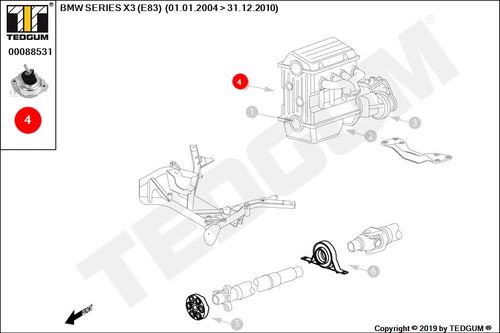 BMW X3 E8 PODUSZKA SILNIKA PRAWA 04 07 E83 2.0 na Arena.pl