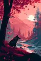 Plakat 68x101cm Wilk Przy Brzegu Lasu