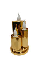 ŚWIECA LED POTRÓJNA ZŁOTA RUCHOMY PŁOMIEŃ 15cm*8 cm