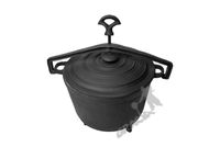 KOCIOŁEK MYŚLIWSKI NR 9 - 12L Z DOCISKIEM ŻELIWNY DO DUSZONEK NA OGNISKO PALENISKO WĘDZARNIĘ GRILL ŻELIWO