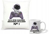 Zestaw PODUSZKA + KUBEK z nadrukiem PREZENT DLA GRACZA NA DZIEŃ CHŁOPAKA