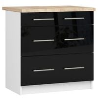 SZAFKA KUCHENNA OLIWIA 80 cm 3SZ + BLAT BIAŁA / CZARNY POŁYSK