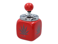 Czerwona Popielniczka W Stylu Rasta Z Nadrukiem Liścia Marihuany