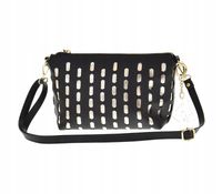 Laura Biaggi - torebka listonoszka ażurowy panel czarny mat + złoty JS334