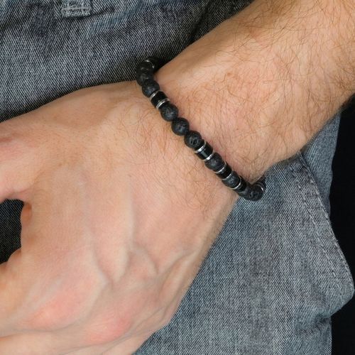 Bransoletka Męska Srebrna Prezent Dla Faceta Prezent Na Święta Lawa Onyks na Arena.pl