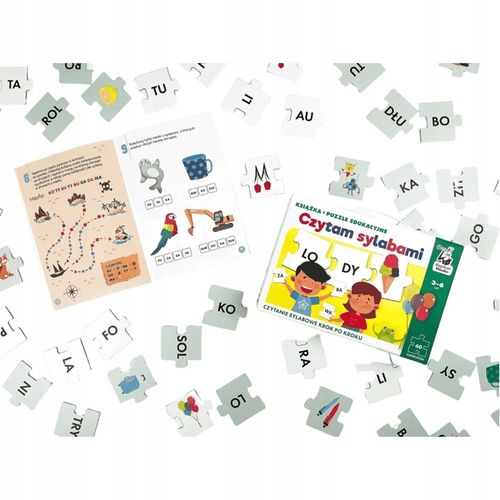 CZYTAM SYLABAMI. KSIĄŻKA + PUZZLE EDUKACYJNE. SYLABY NAUKA CZYTANIA PREZENT na Arena.pl